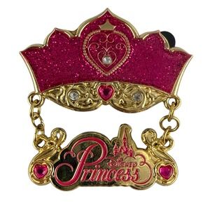 Disney Parks Princess Tiara Crown Dangle Pin 2012 Disney Pin Trading Pink Gold
